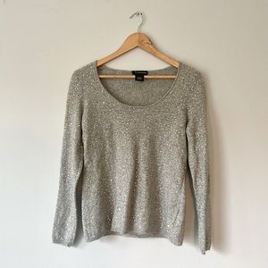 Sequin Wool & Cashmere Scoop Neck Sweater